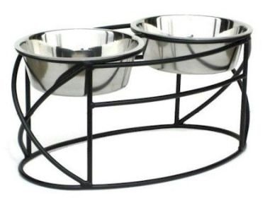 Oval Cross Double Raised Feeder