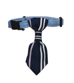 Blue Stripe Dog Collar With Neck Tie