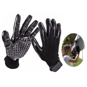 Pet Hair Removal Grooming Gloves (Color: Black, size: NO.9)