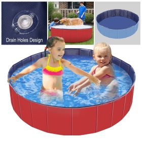 Foldable Dog Swimming Pool (Color: Red)