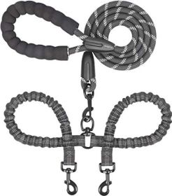 360° No Tangle Double Dog Leash (Color: Red, size: length)