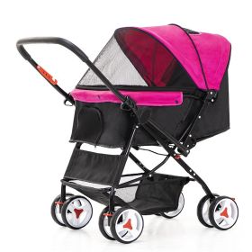4 Wheel Folding Pet Stroller (Color: Pink)
