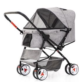 4 Wheel Folding Pet Stroller (Color: Gray)