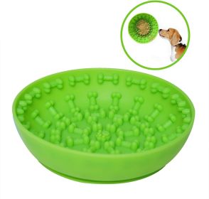 Suction Cup Slow Feeder Dog Bowl (Color: Green)