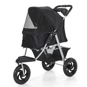 Three Wheel Pet Jogger Stroller (Color: Black)