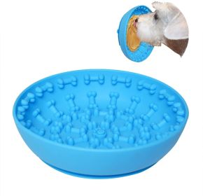 Suction Cup Slow Feeder Dog Bowl (Color: Blue)