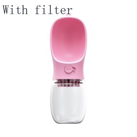 Pet Outdoor Portable Water Bottle (style: 350ML, Color: Pink With filter)