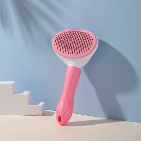 Stainless Steel Pet Hair Comb (Color: Pink)