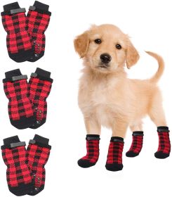 Christmas Waterproof Dog Socks 4 Pack (colour: Yellow dog claw, size: S (4 sets))