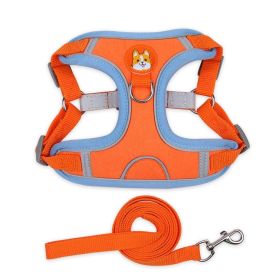 Reflective Dog Harness and Leash  Cloth Set (Specification (L * W): S, colour: orange)