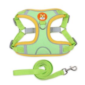 Reflective Dog Harness and Leash  Cloth Set (Specification (L * W): XL, colour: green)
