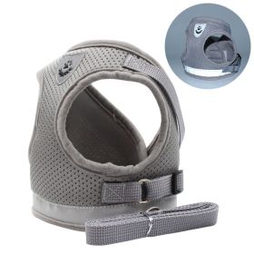 Breathable Reflective Dog Harness Set (Specification (L * W): S, colour: silver grey)
