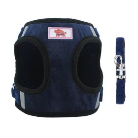 Reflective Dog Harness and Leash Set (Specification (L * W): S, colour: Dark Blue)
