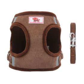 Reflective Dog Harness and Leash Set (Specification (L * W): L, colour: Coffee)