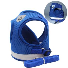Breathable Reflective Dog Harness Set (Specification (L * W): L, colour: Blue)