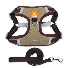 Reflective Dog Harness and Leash  Cloth Set (Specification (L * W): M, colour: Brown)