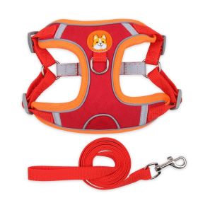 Reflective Dog Harness and Leash  Cloth Set (Specification (L * W): L, colour: red)