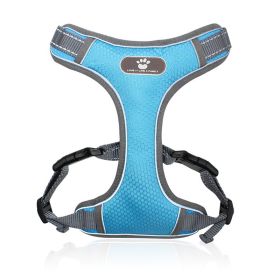 Breathable Reflective Dog Harness Vest (Specification (L * W): M (12-32 kg), colour: Light blue)