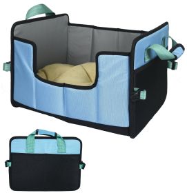 Folding Travel Dog Bed (Color: Blue, size: large)