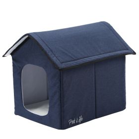 Smart Heated Cooling Pet House (Color: Navy, size: small)