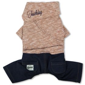 Dog Sweater Denim Outfit (Color: Peach, size: X-Large)