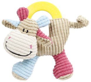 Plush Puppy Teething Toy (Color: Brown / Blue / Pink)