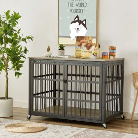 Furniture style dog crate (Color: Grey)
