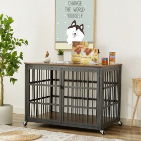 Furniture style dog crate (Color: Rustic Brown)