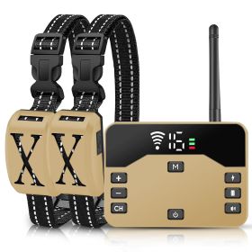 Wireless Electric Dog Fencing System (Type: Fence with 2 Collar, Color: Gold)