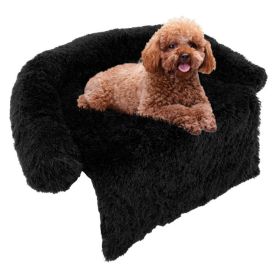 Black Plush Calming Dog Bed (size: S)