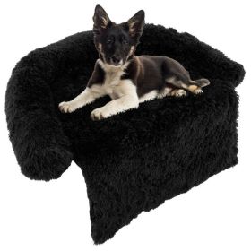 Black Plush Calming Dog Bed (size: M)