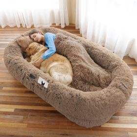 Human Sized Orthopedic Dog Bed (Color: Khaki, size: 6XL(71"L x 45"W x 12"Th))
