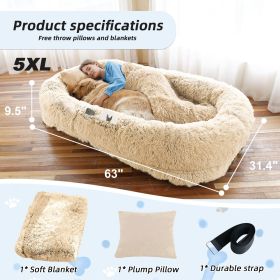 Human Sized Orthopedic Dog Bed (Color: Beige, size: 5XL(63"L ×31.4"W ×9.5"Th))