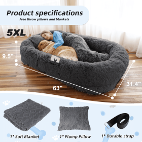Human Sized Orthopedic Dog Bed (Color: DarkGrey, size: 5XL(63"L ×31.4"W ×9.5"Th))