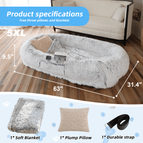 Human Sized Orthopedic Dog Bed (Color: Gray, size: 5XL(63"L ×31.4"W ×9.5"Th))